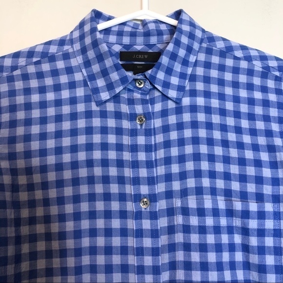 J. Crew Crinkle Gingham Boy Shirt Blue Plaid, size 00 - Picture 3 of 9